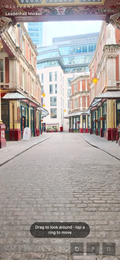 The same market arcade in the viewer on a phone.